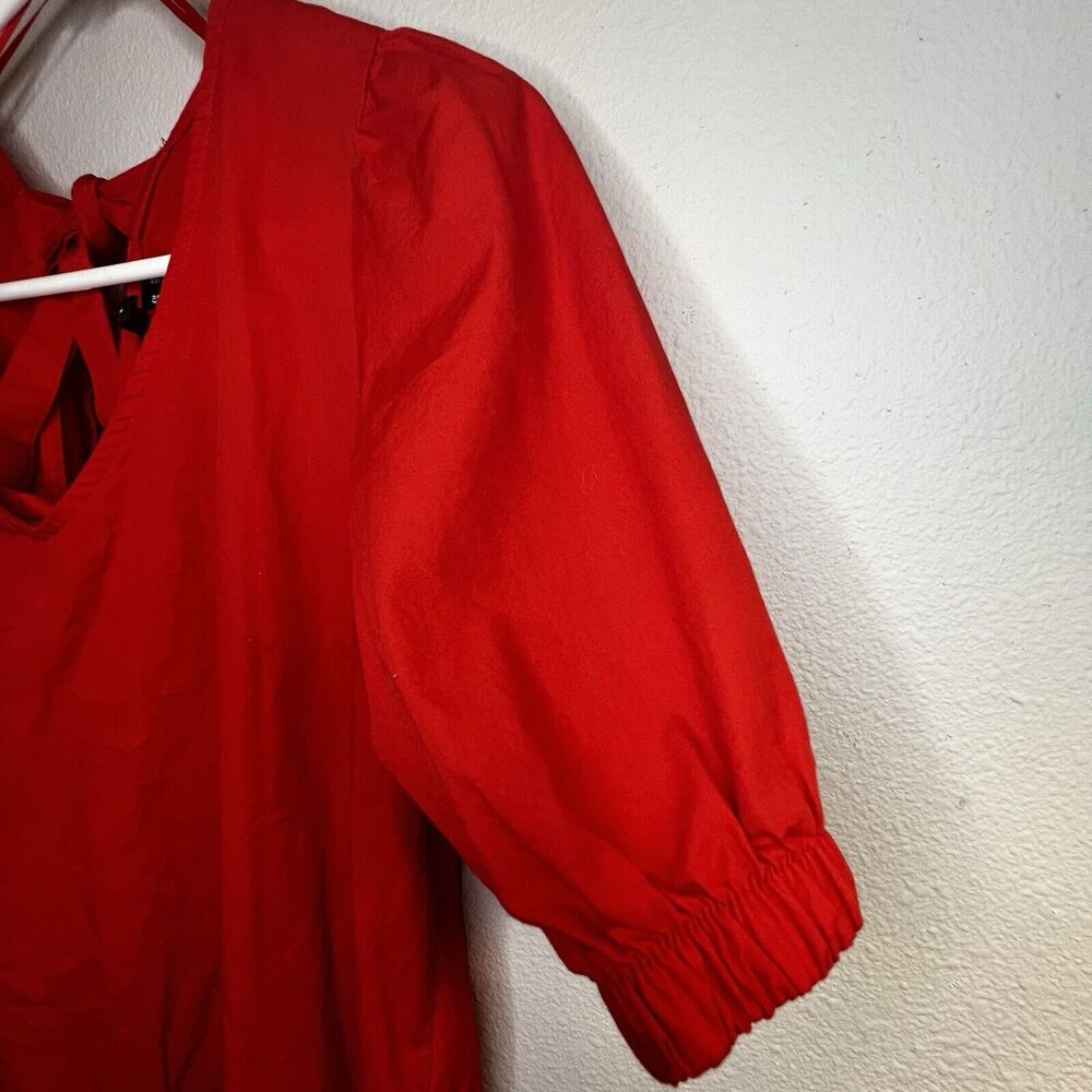 Vero Moda Womens Short Puff Sleeve Tie Keyhole Back Oversized Smock Dress Size M - Picture 5 of 8